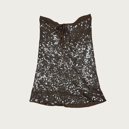 (36") 90s/Y2K Brown Sequin Midi Skirt