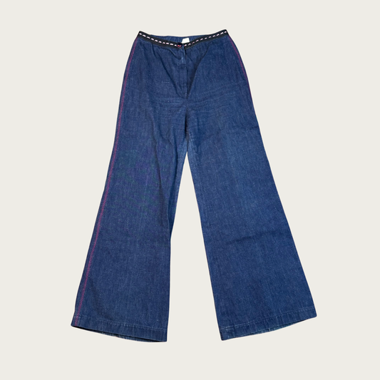 (25") 70s Denim Pink Contrast Stitch Flares