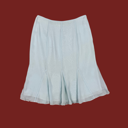 (28") 90s/Y2K Light Blue Silk Midi Skirt