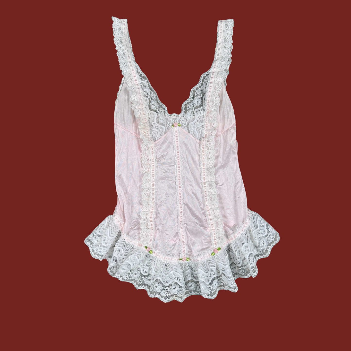 (M) 70s/80s Baby Pink Lace Mini Slip