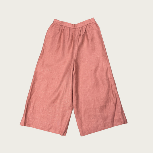 (25") Terracotta Woven Textured Culottes