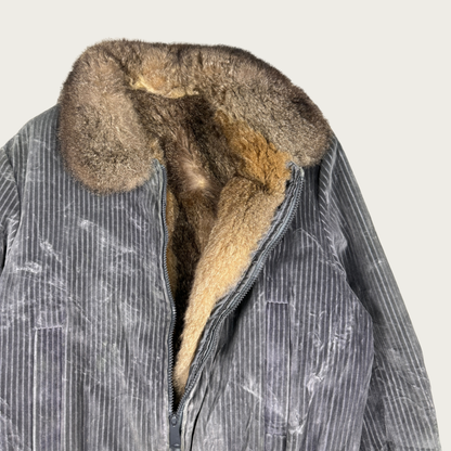 (L) 70s Fur Lined Corduroy Bomber Jacket