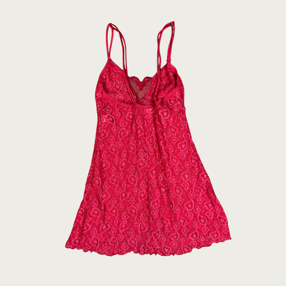 (S) 80s/90s Vintage Red Lace Slip Dress