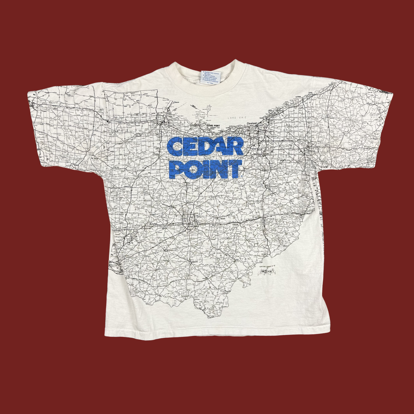 (XL) 1992 Cedar Point Map Tee