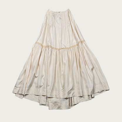 (XXS) 40s/50s Cream Taffeta Maxi Skirt