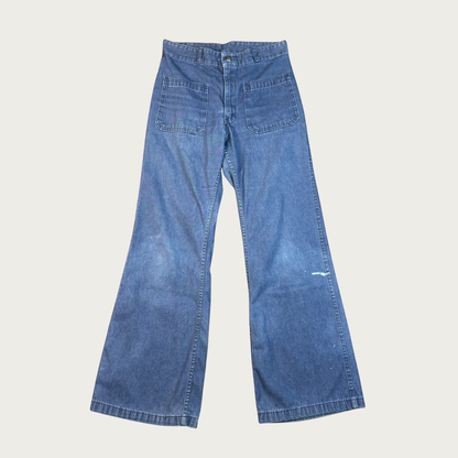 (30") 70s Denim Front Pocket Flares