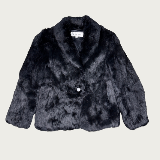 (M) 80s Black Genuine Fur Coat