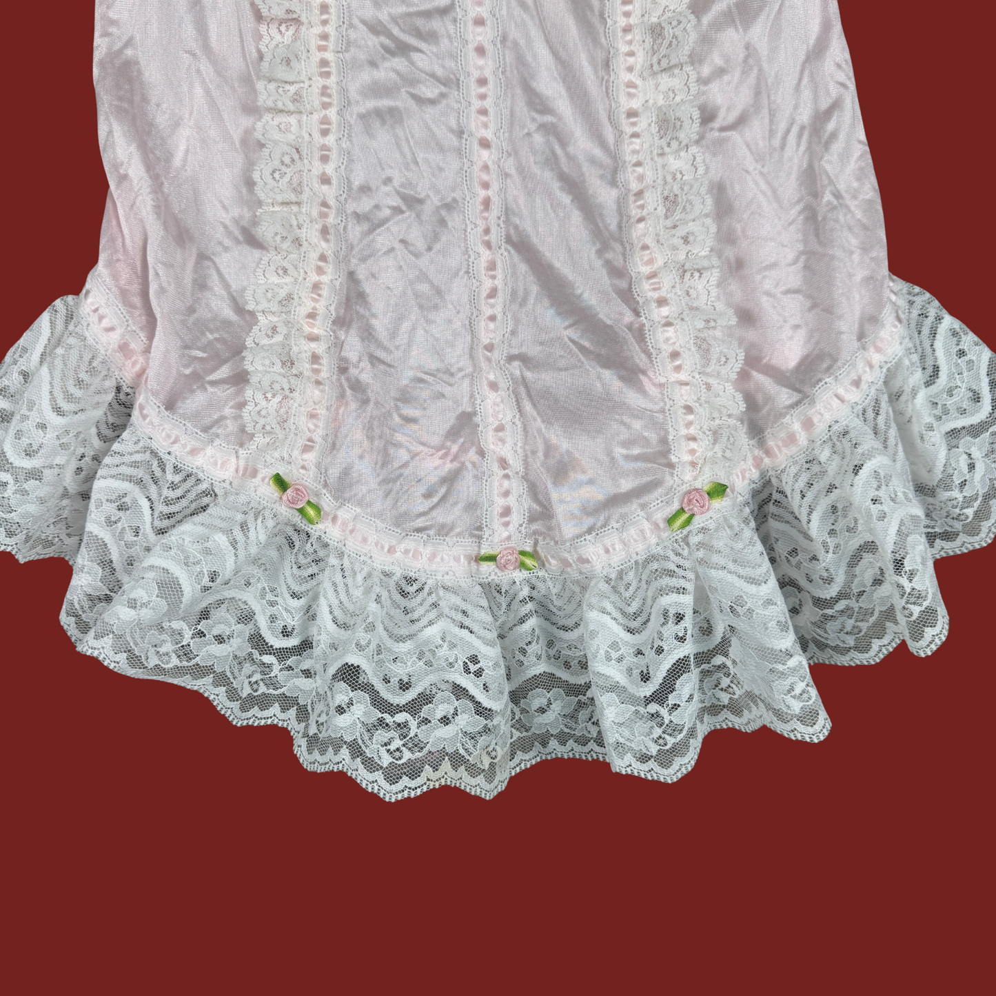 (M) 70s/80s Baby Pink Lace Mini Slip