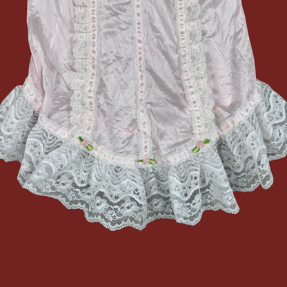 (M) 70s/80s Baby Pink Lace Mini Slip