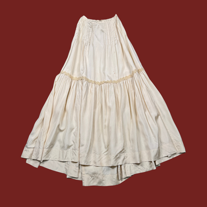 (XXS) 40s/50s Cream Taffeta Maxi Skirt