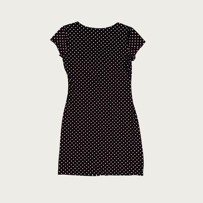 (L) Brown/White Polka Dot Midi Dress