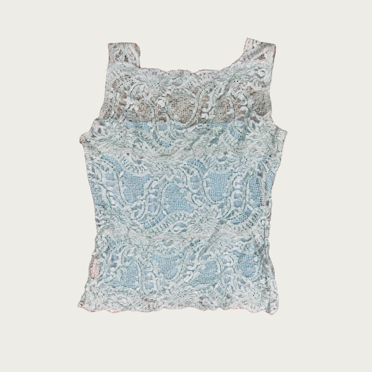 (S/M) 90s/Y2K Light Blue Lace Tank Top