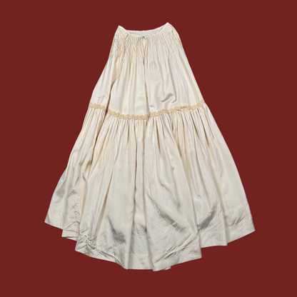 (XXS) 40s/50s Cream Taffeta Maxi Skirt