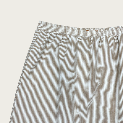 (L) Beige and White Striped Midi Skirt