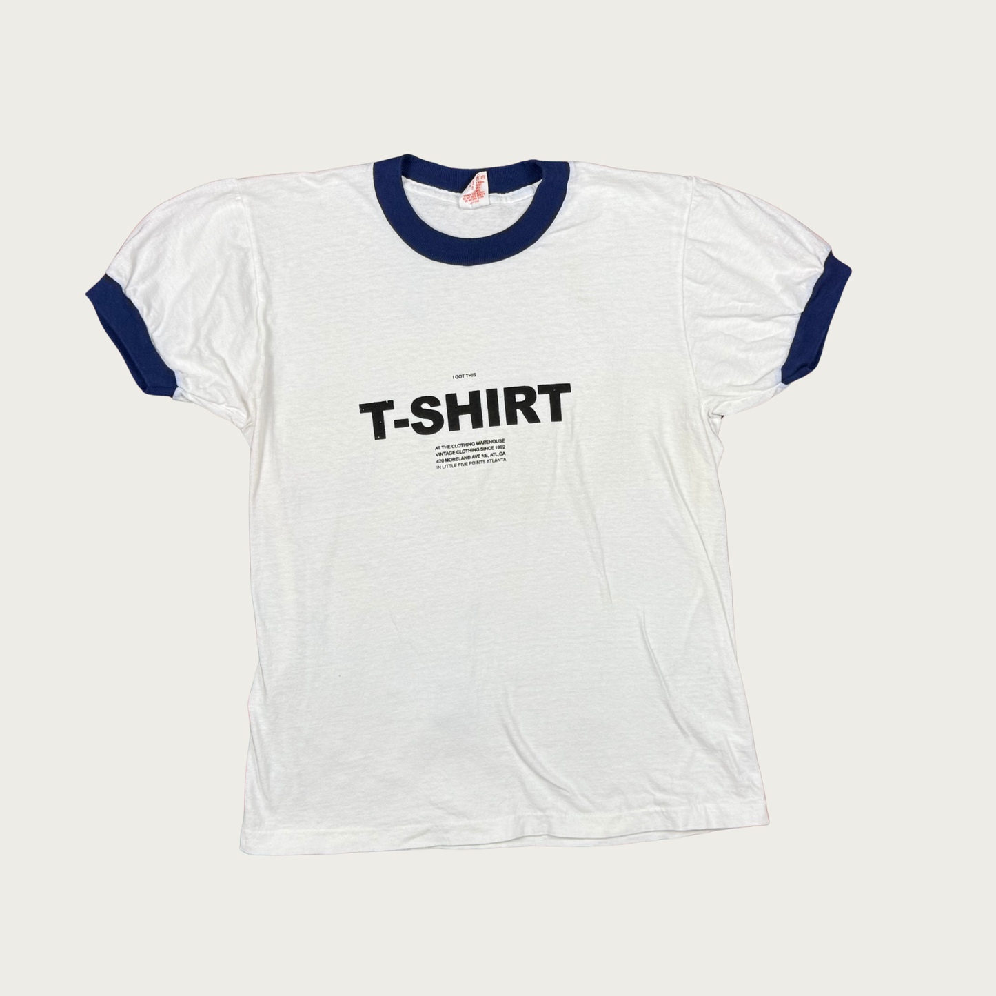 (S) TCW White/Navy Screen Printed Vintage Ringer Tee