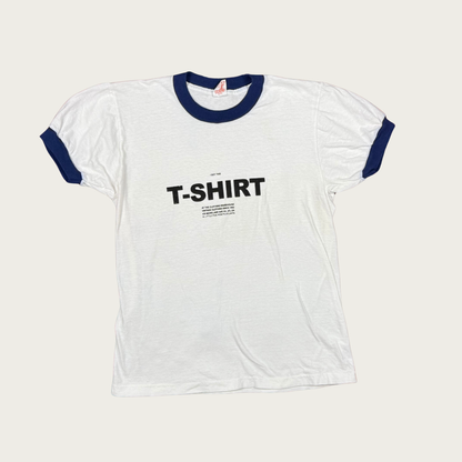 (S) TCW White/Navy Screen Printed Vintage Ringer Tee