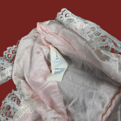 (M) 70s/80s Baby Pink Lace Mini Slip
