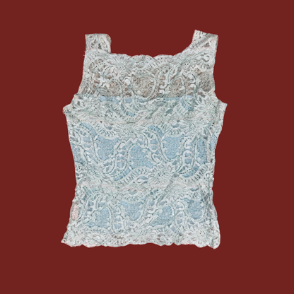 (S/M) 90s/Y2K Light Blue Lace Tank Top