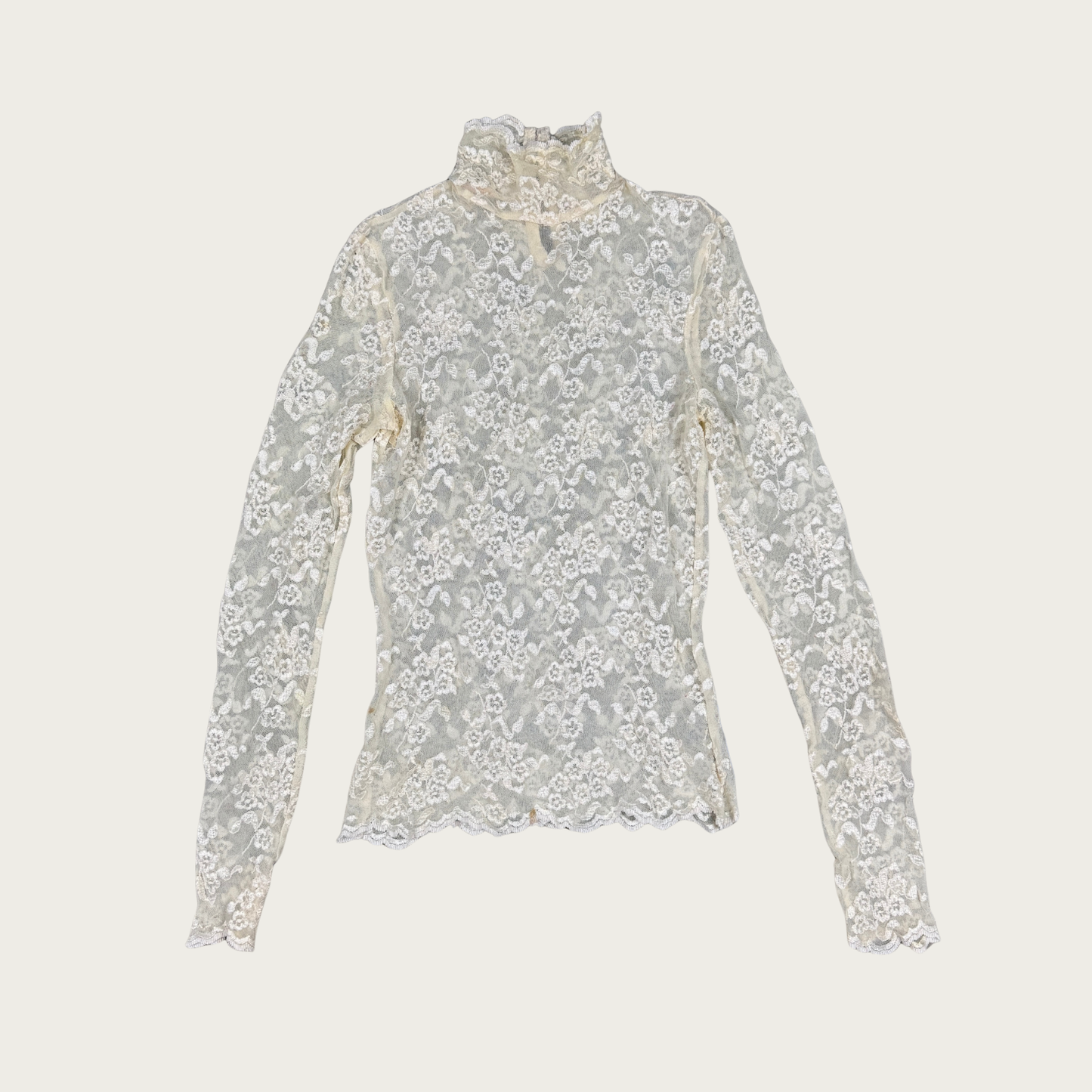 (XS) Cream Lace Long Sleeve Top