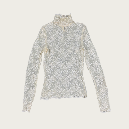 (XS) Cream Lace Long Sleeve Top