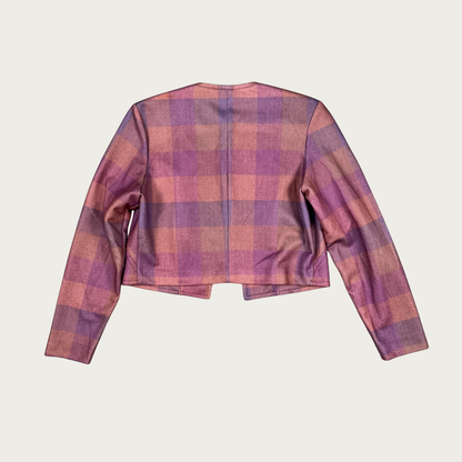 (M) 70s/80s Purple/Pink Plaid Cropped Jacket