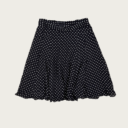 (32") Black/White Polka Dot Silk Midi Skirt