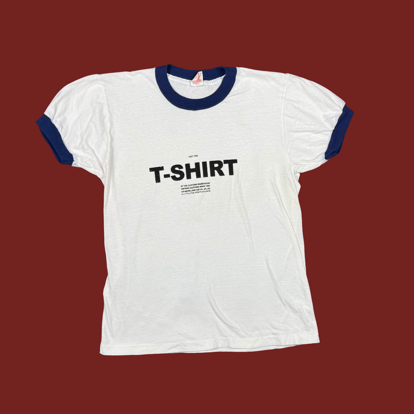 (S) TCW White/Navy Screen Printed Vintage Ringer Tee
