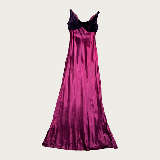 (S) 90s Plum/Magenta Velvet Satin Gown