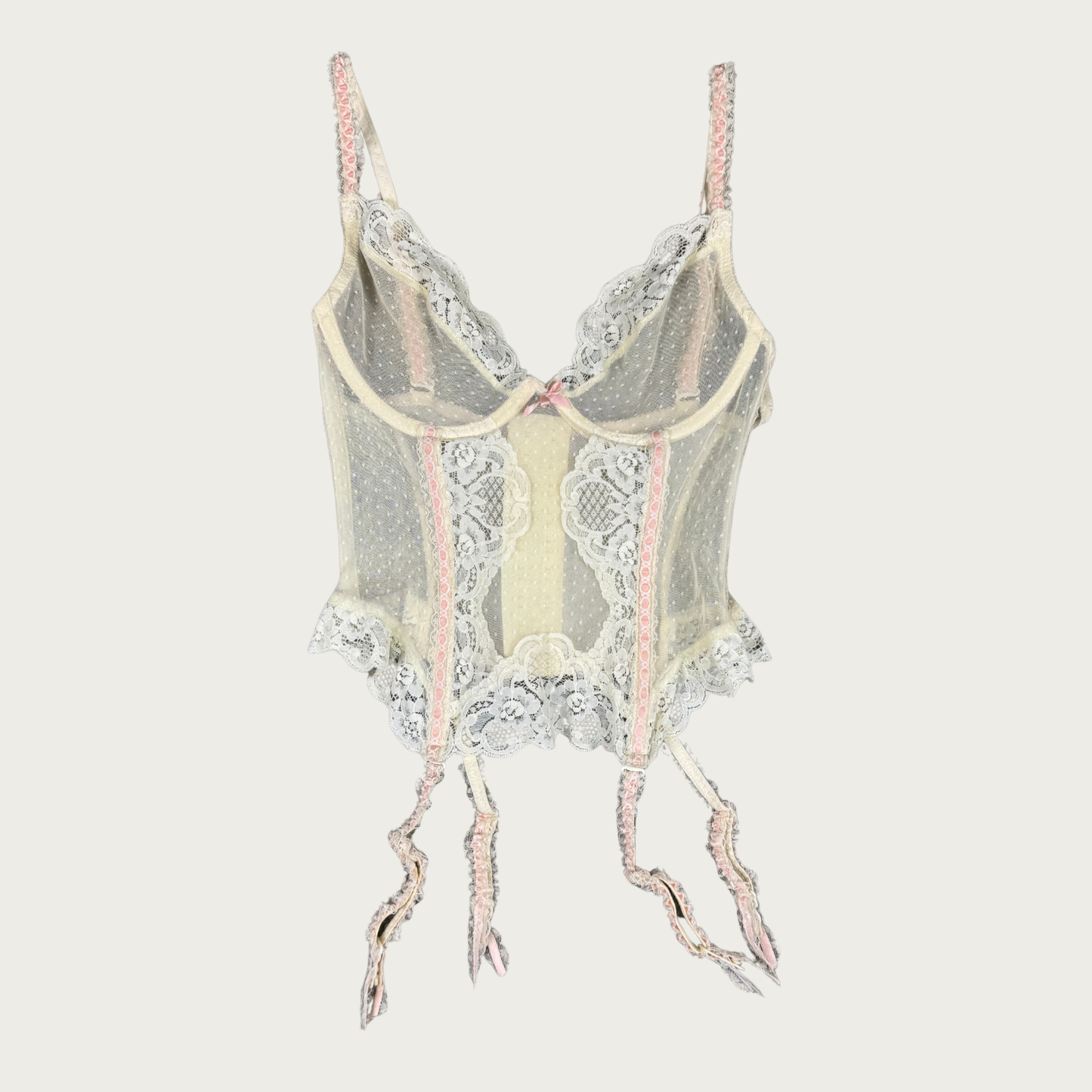 (S/M) 80s/90s Yellow/Pink Bustier Top