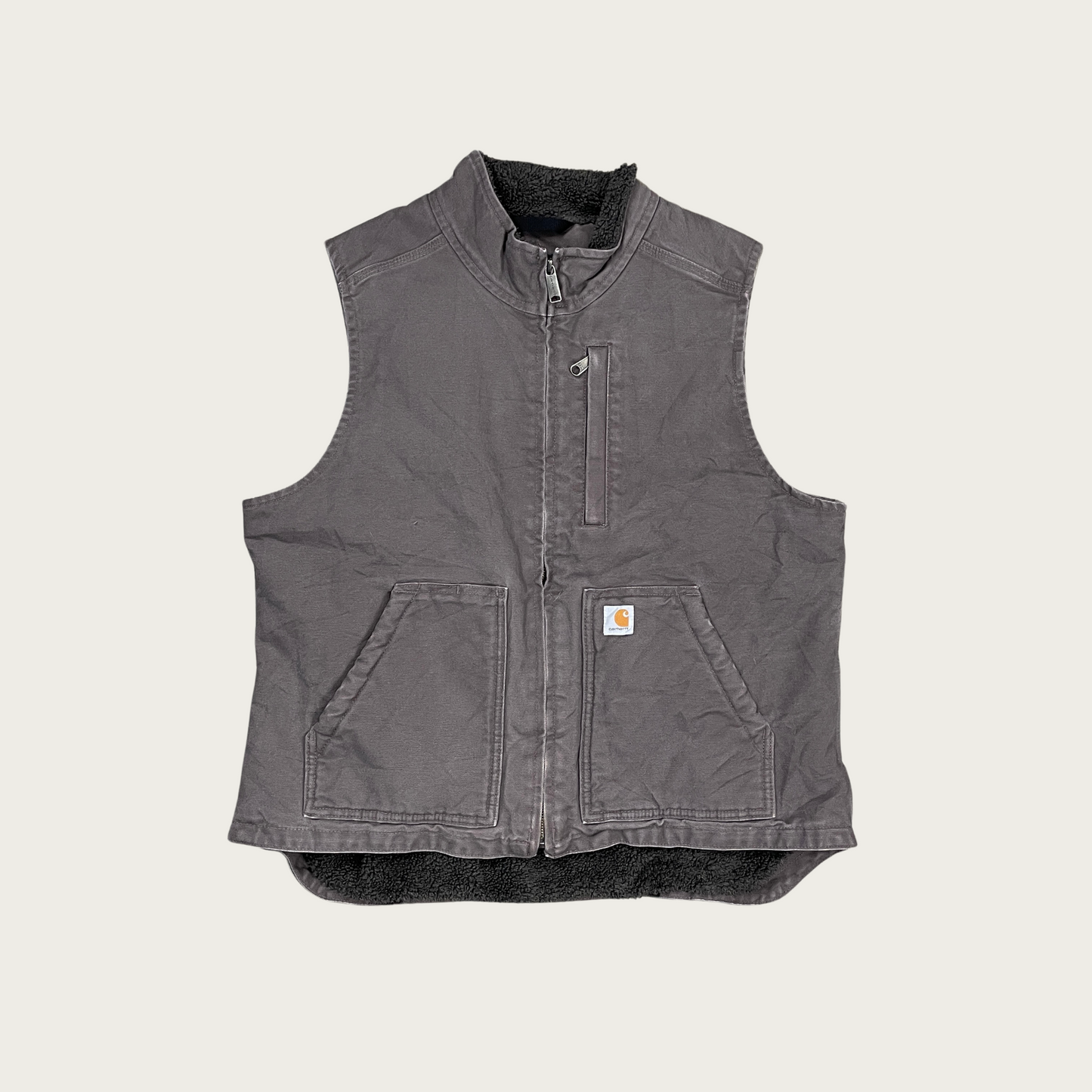 (L) Carhartt Gray Fleece Lined Vest