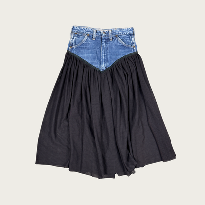 (26") Reworked Vintage Mesh Jersey Denim Skirt