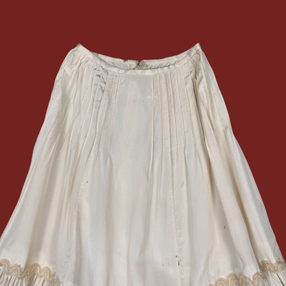 (XXS) 40s/50s Cream Taffeta Maxi Skirt