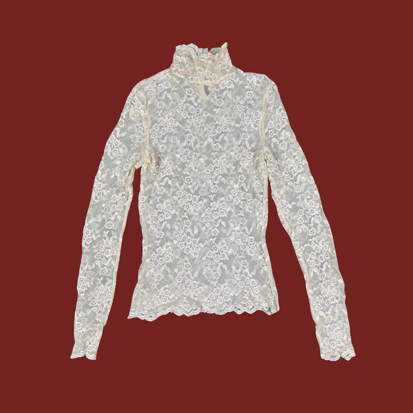 (XS) Cream Lace Long Sleeve Top