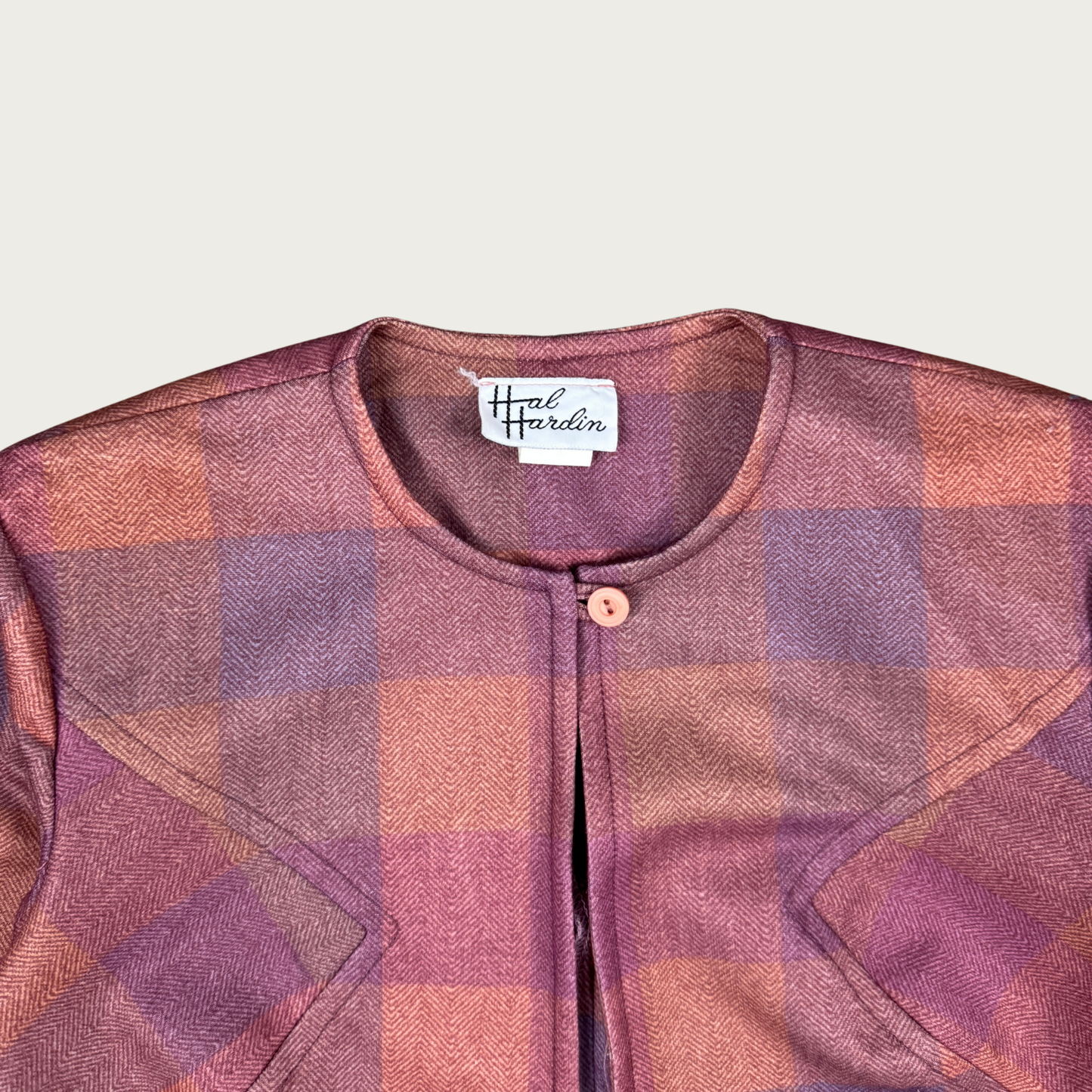 (M) 70s/80s Purple/Pink Plaid Cropped Jacket