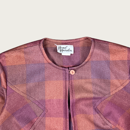 (M) 70s/80s Purple/Pink Plaid Cropped Jacket