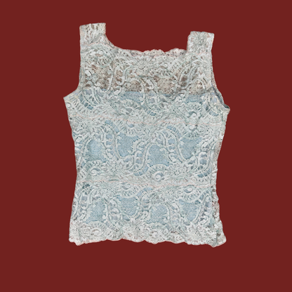 (S/M) 90s/Y2K Light Blue Lace Tank Top