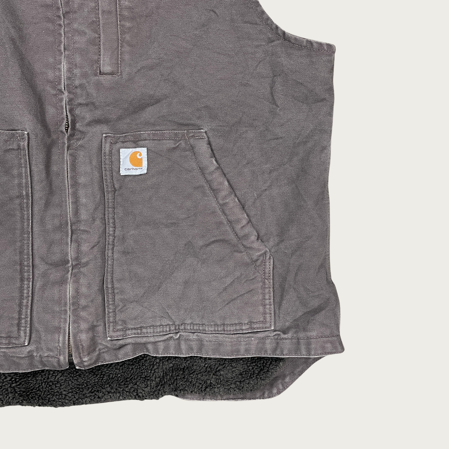 (L) Carhartt Gray Fleece Lined Vest