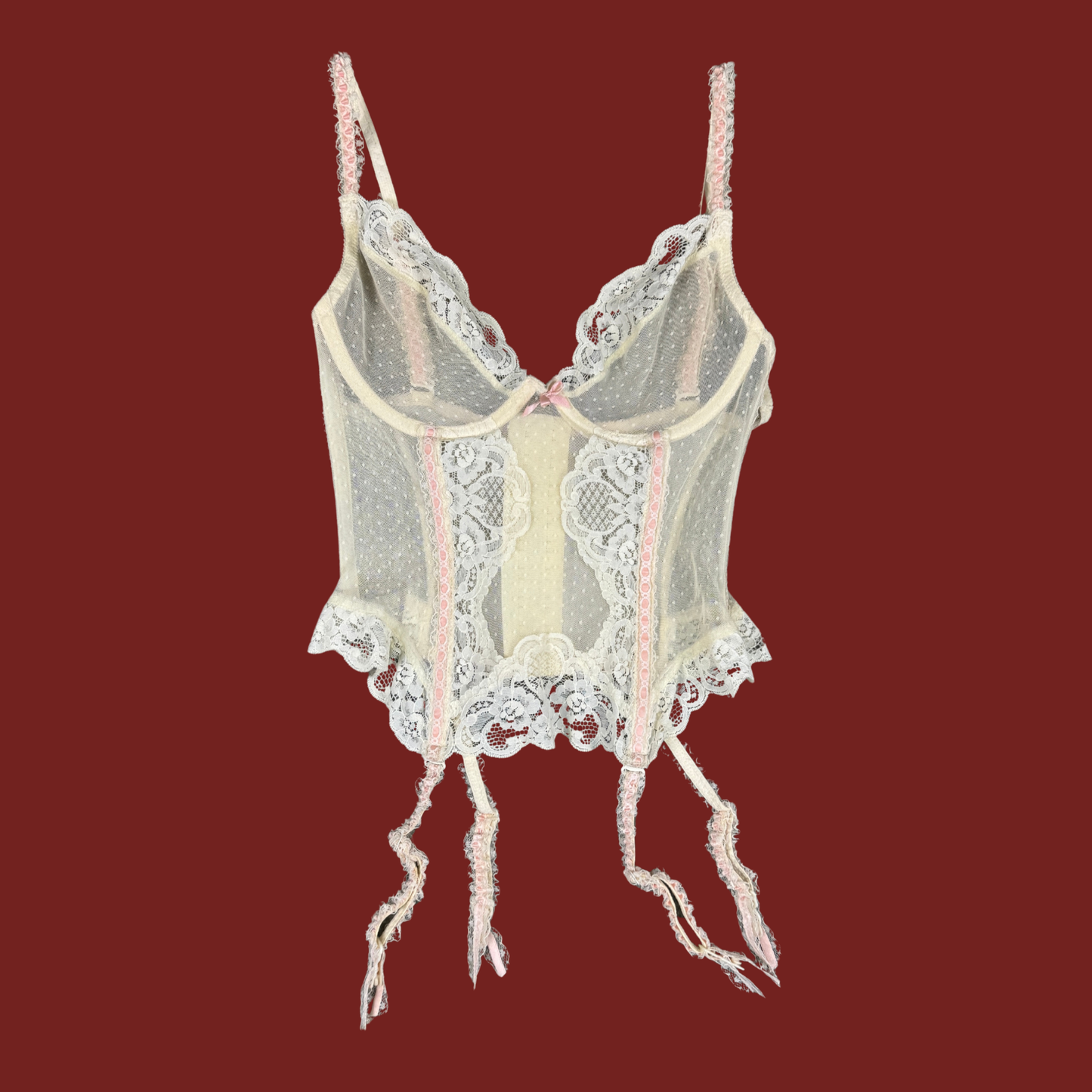 (S/M) 80s/90s Yellow/Pink Bustier Top