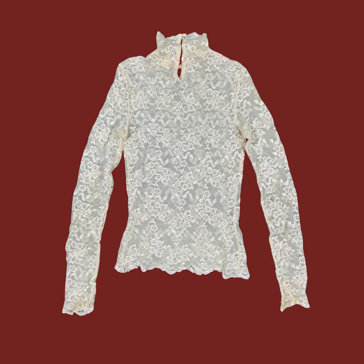 (XS) Cream Lace Long Sleeve Top