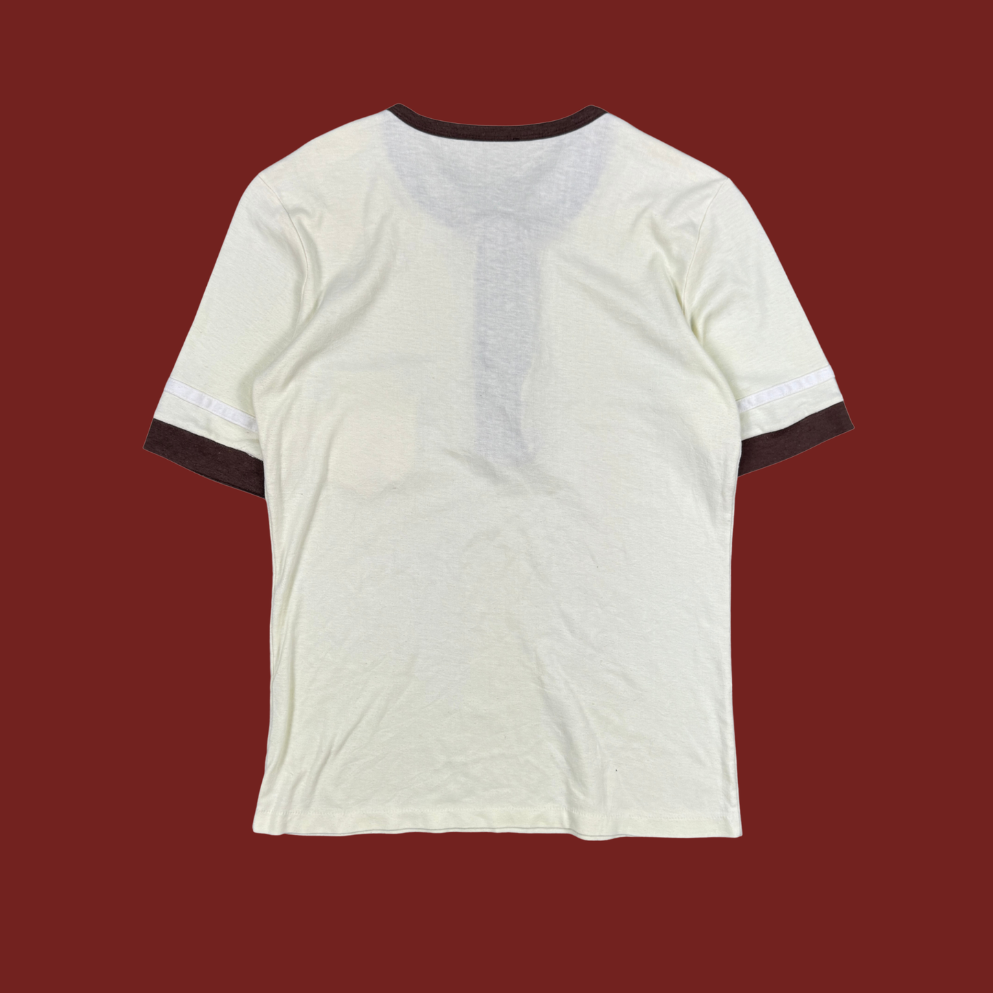 (M) 70s/80s Cream/Brown Henley Tee
