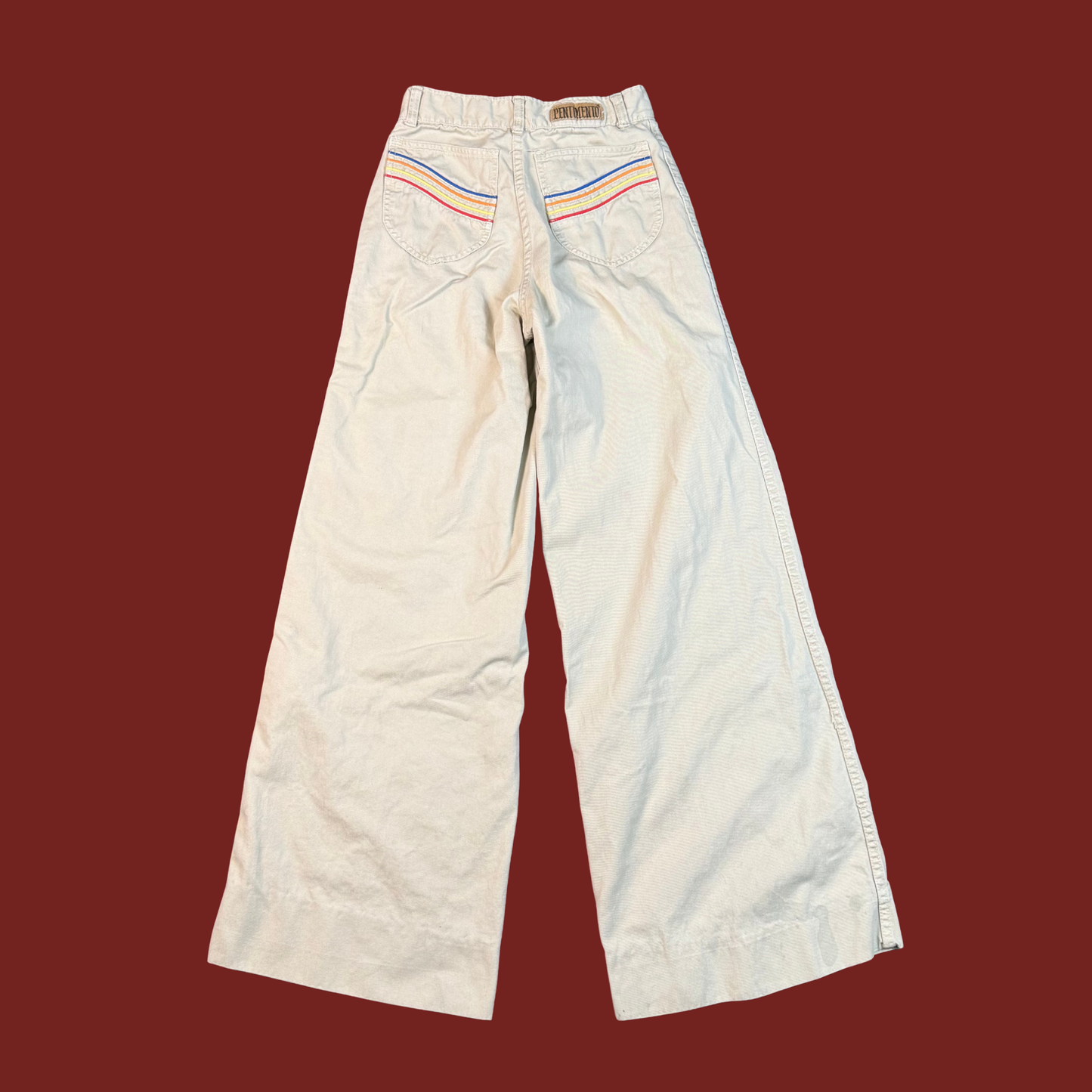 (24") 70s/80s Tan Rainbow Pocket Bell Bottoms