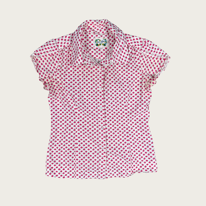 (M) Pink Apple Print Short Sleeve Blouse