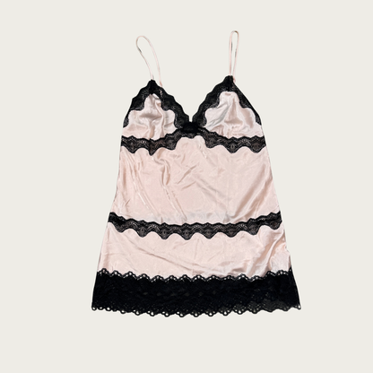 (L) Victoria's Secret Baby Pink/Black Slip Dress