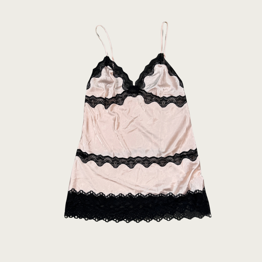 (L) Victoria's Secret Baby Pink/Black Slip Dress