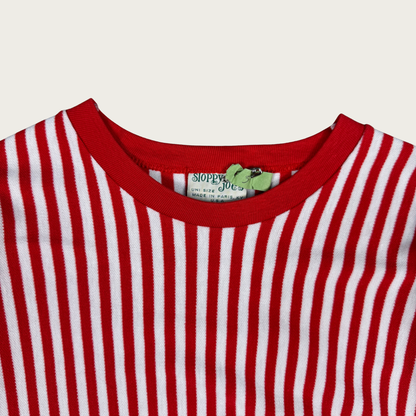 (S) 80s Red/White Striped Dolman Top