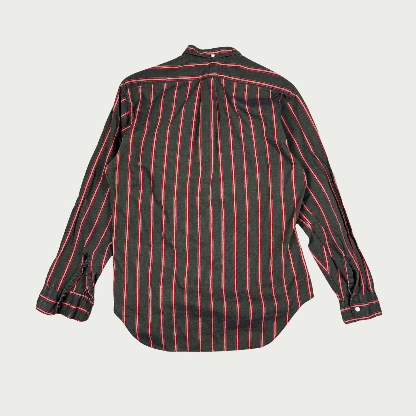 (M) 60s Green/Red Striped Button Up