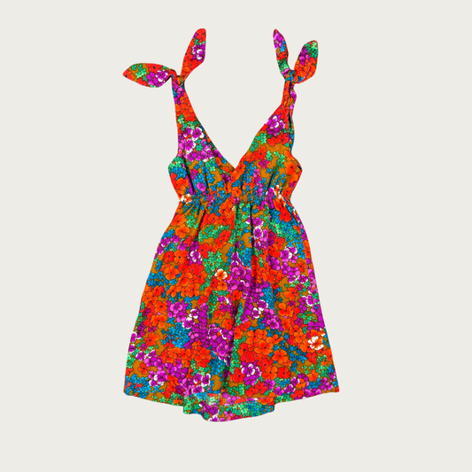 (XS/S) 70s/80s Vibrant Floral Mini Dress