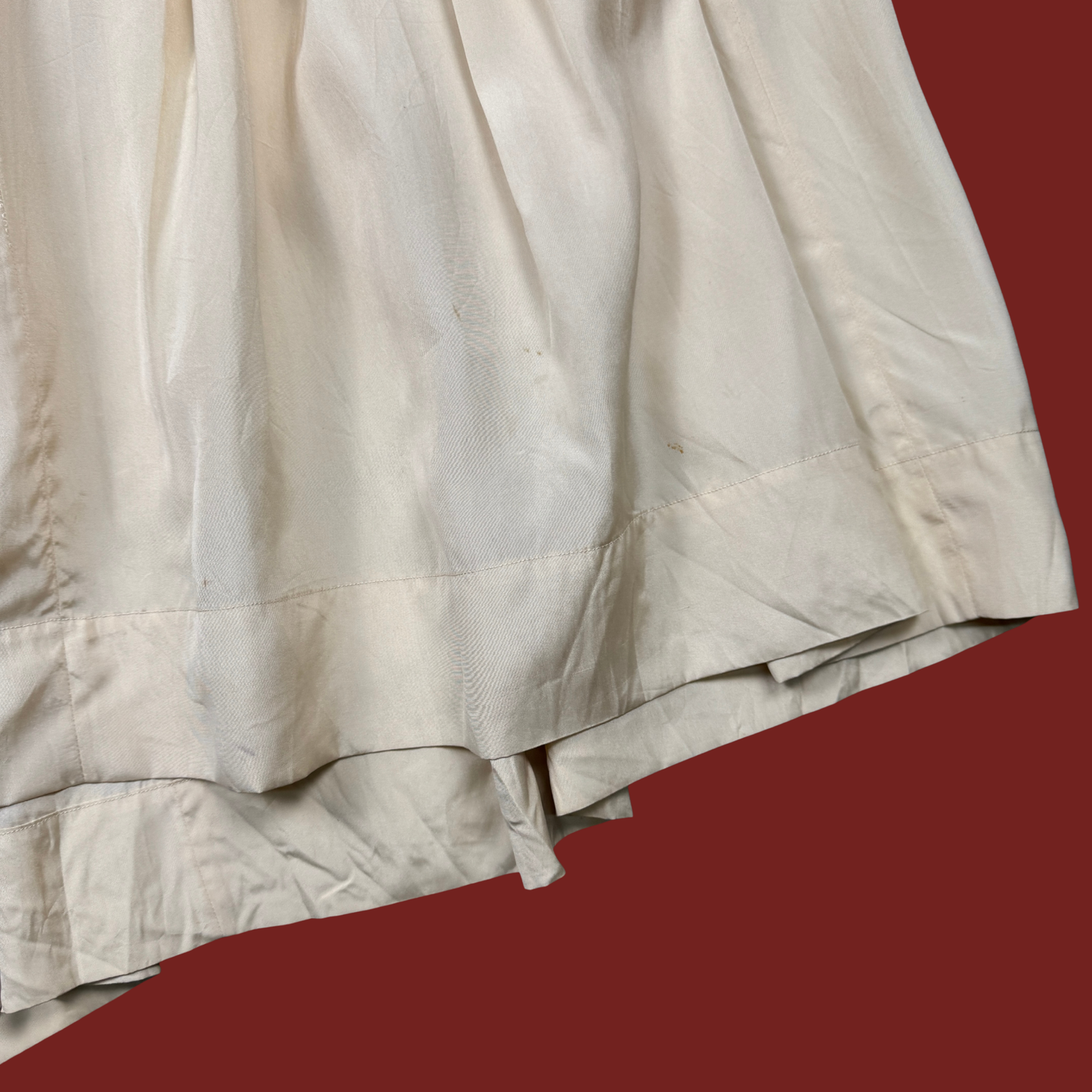 (XXS) 40s/50s Cream Taffeta Maxi Skirt