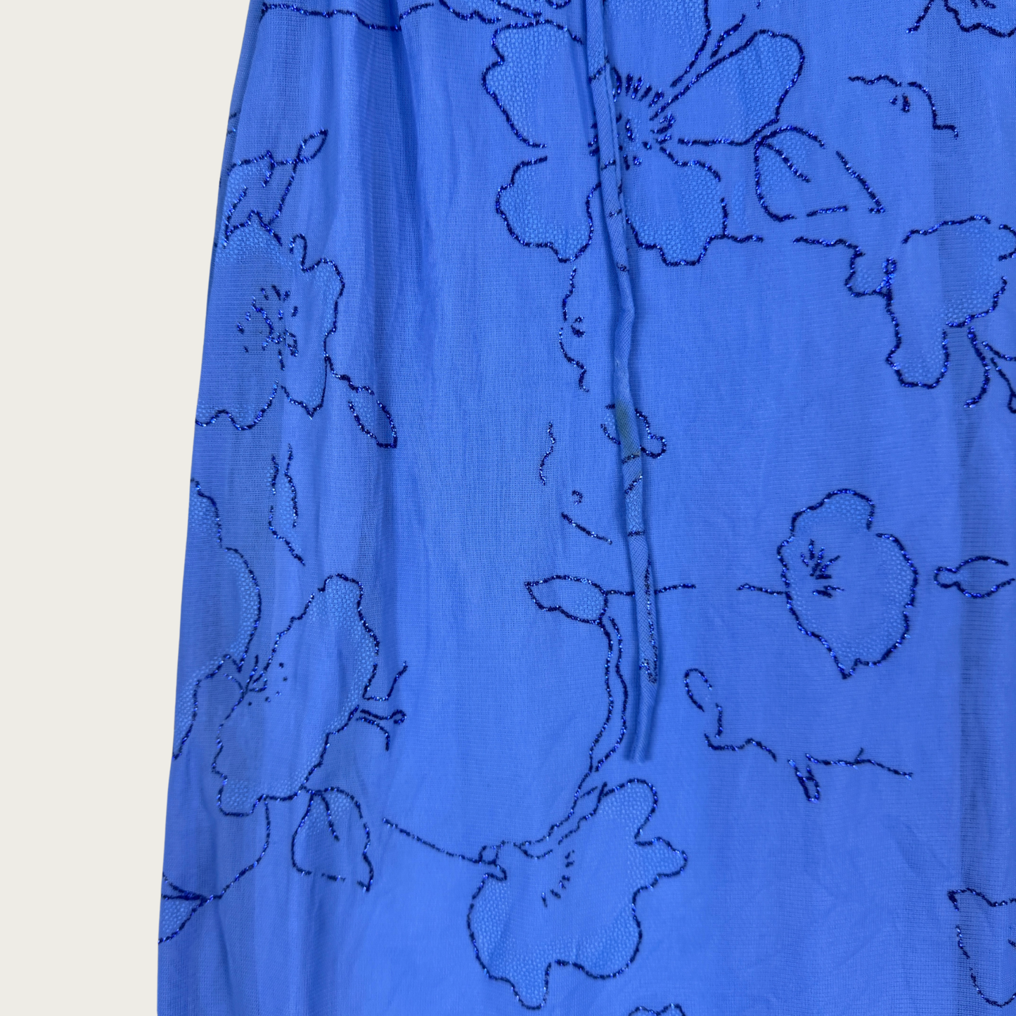 (S) Y2K Blue Glitter Floral Mesh Midi Dress