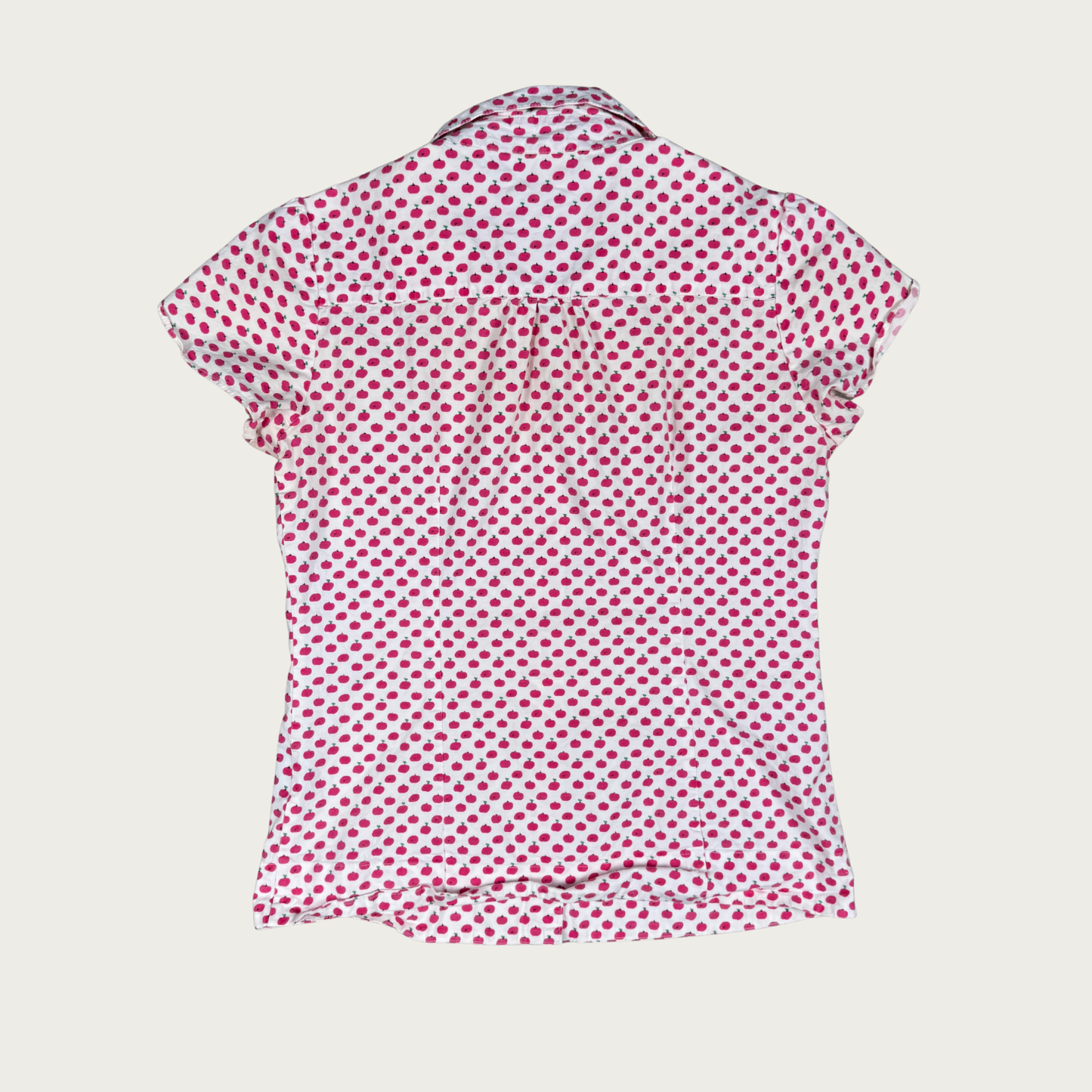 (M) Pink Apple Print Short Sleeve Blouse